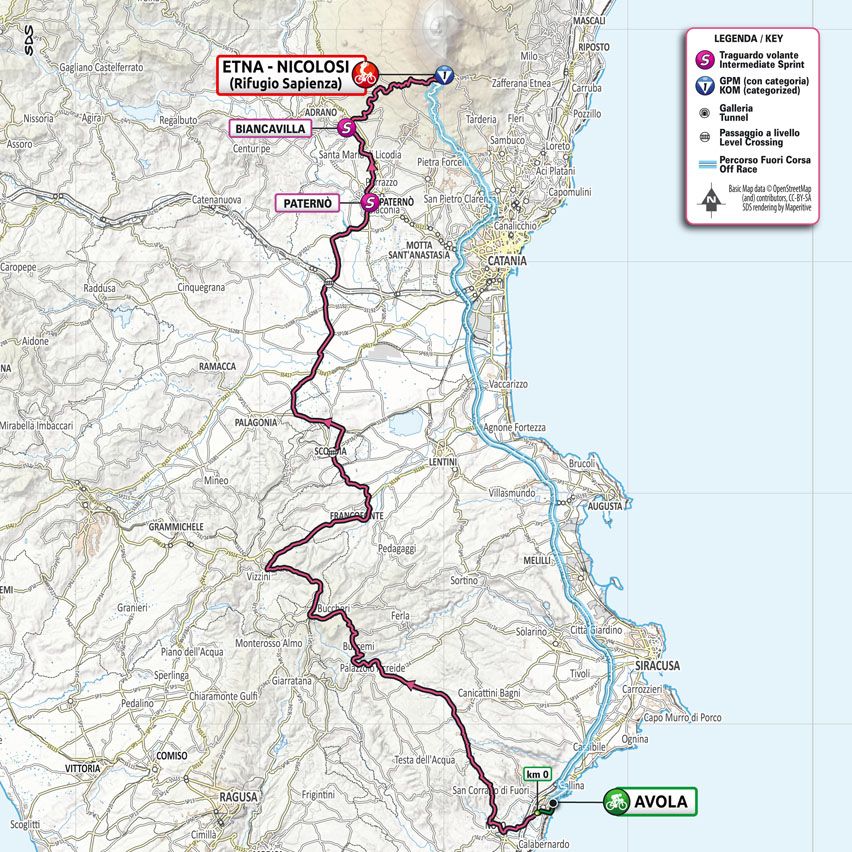 The route map for stage 4 of 2022 Giro d'Italia