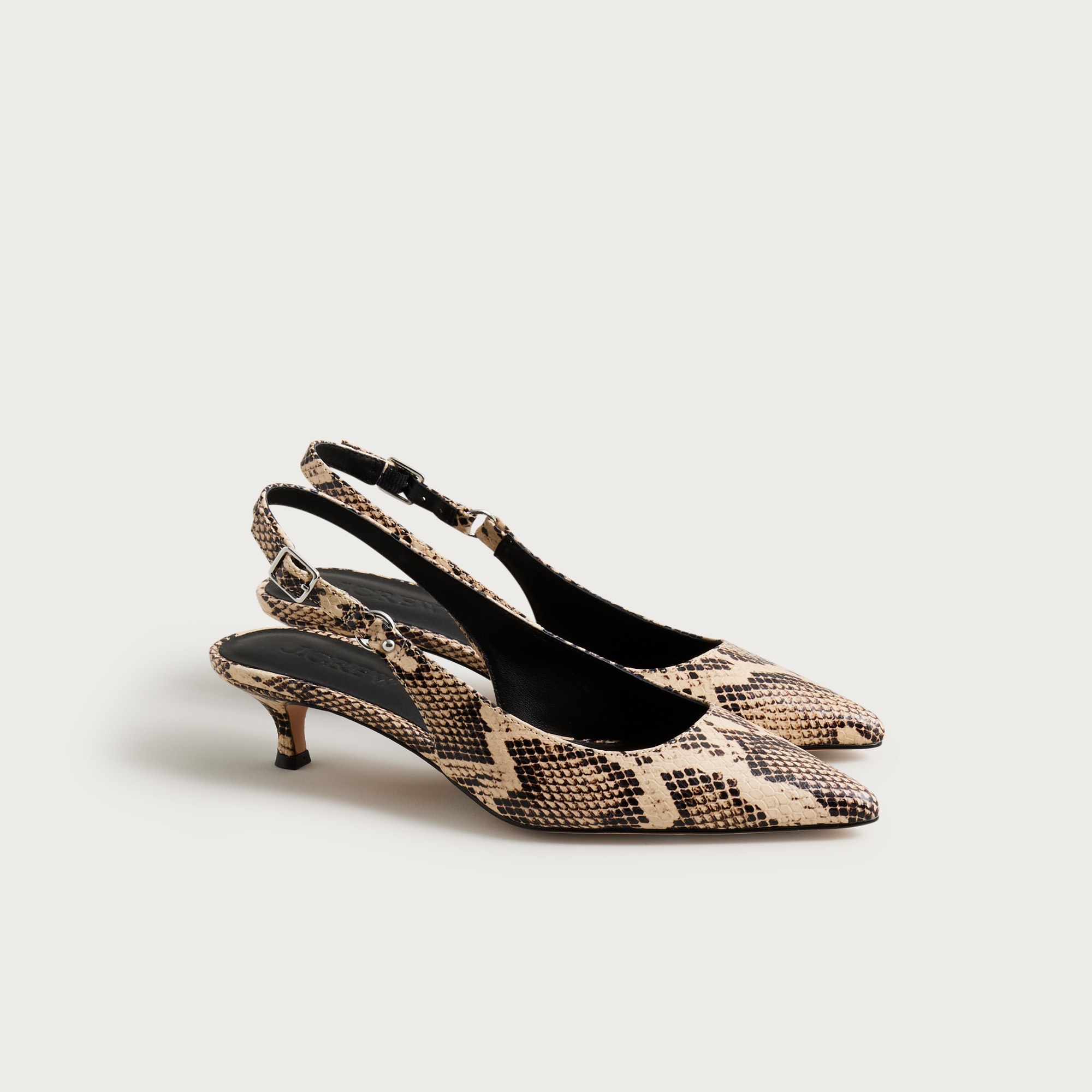 Robin Slingback Heels in Snake-Embossed Leather