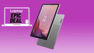 Lenovo Tab M9 against a purple gradient background.