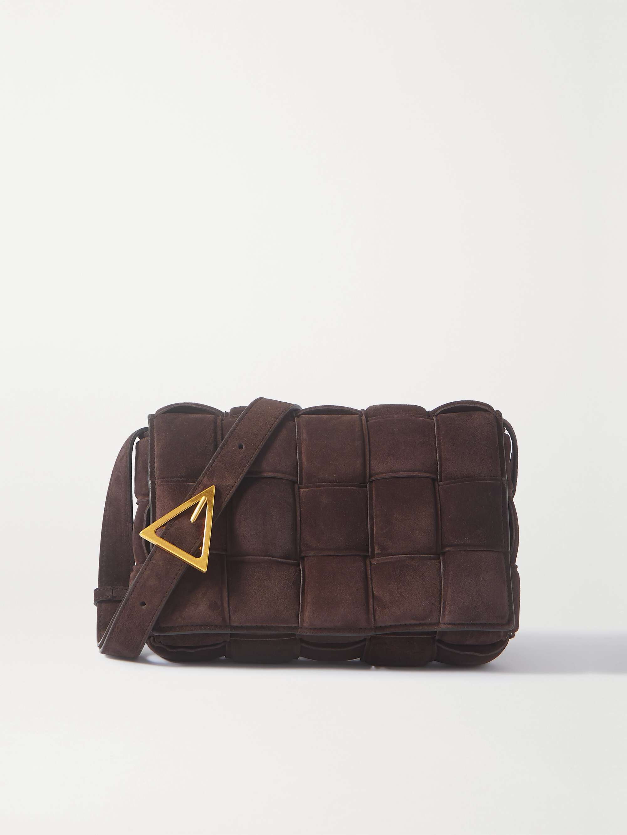 Cassette Padded Intrecciato Suede Shoulder Bag