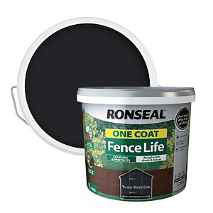 Ronseal One Coat Fence Life Paint Tudor Black Oak - 9l