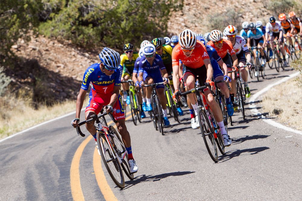 A Canel's rider attacks the field at the base of the climb on stage 1 of the Tour of The Gila on April 18, 2018 in Silver City,