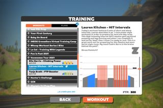Image shows the Lauren Kitchen – HIIT Intervals workout that's Zwift's best HIIT workout