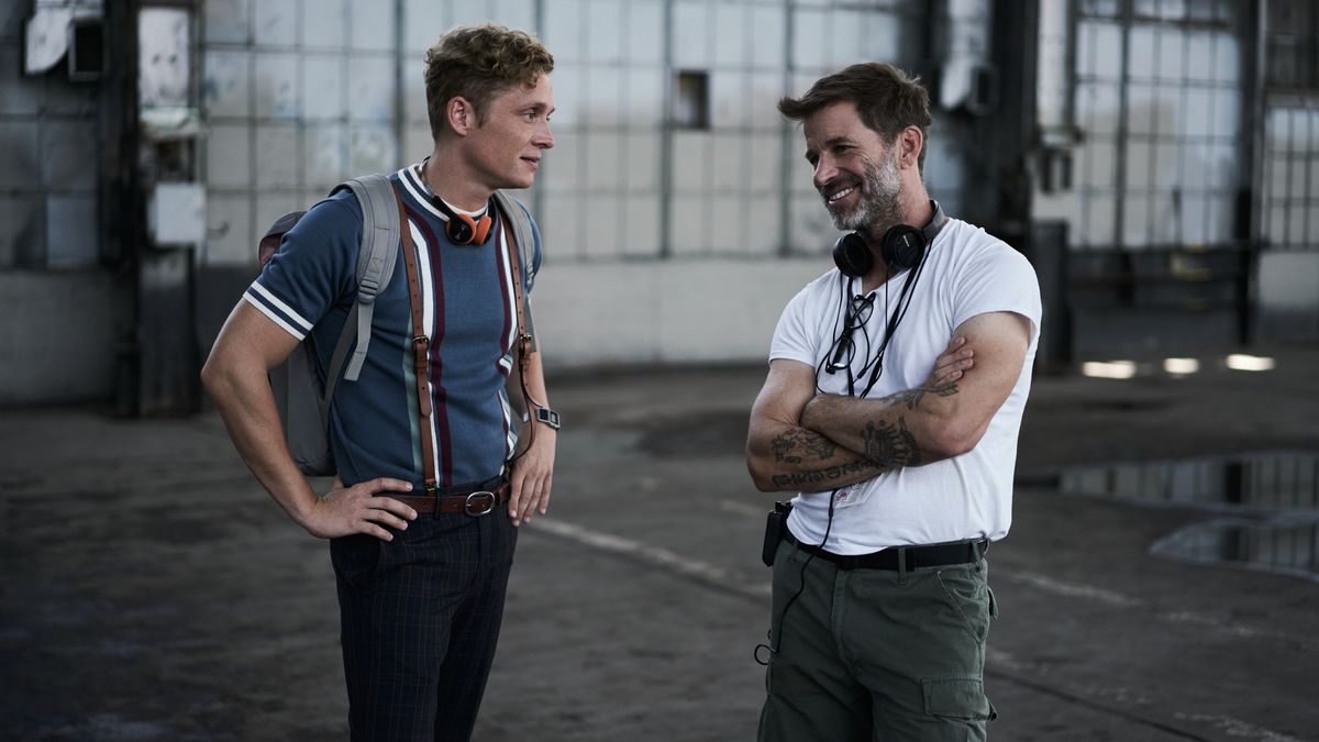 Matthias Schweigh&ouml;fer, left, as Dieter in Netflix's "Army of the Dead," and director/writer/producer Zack Snyder.