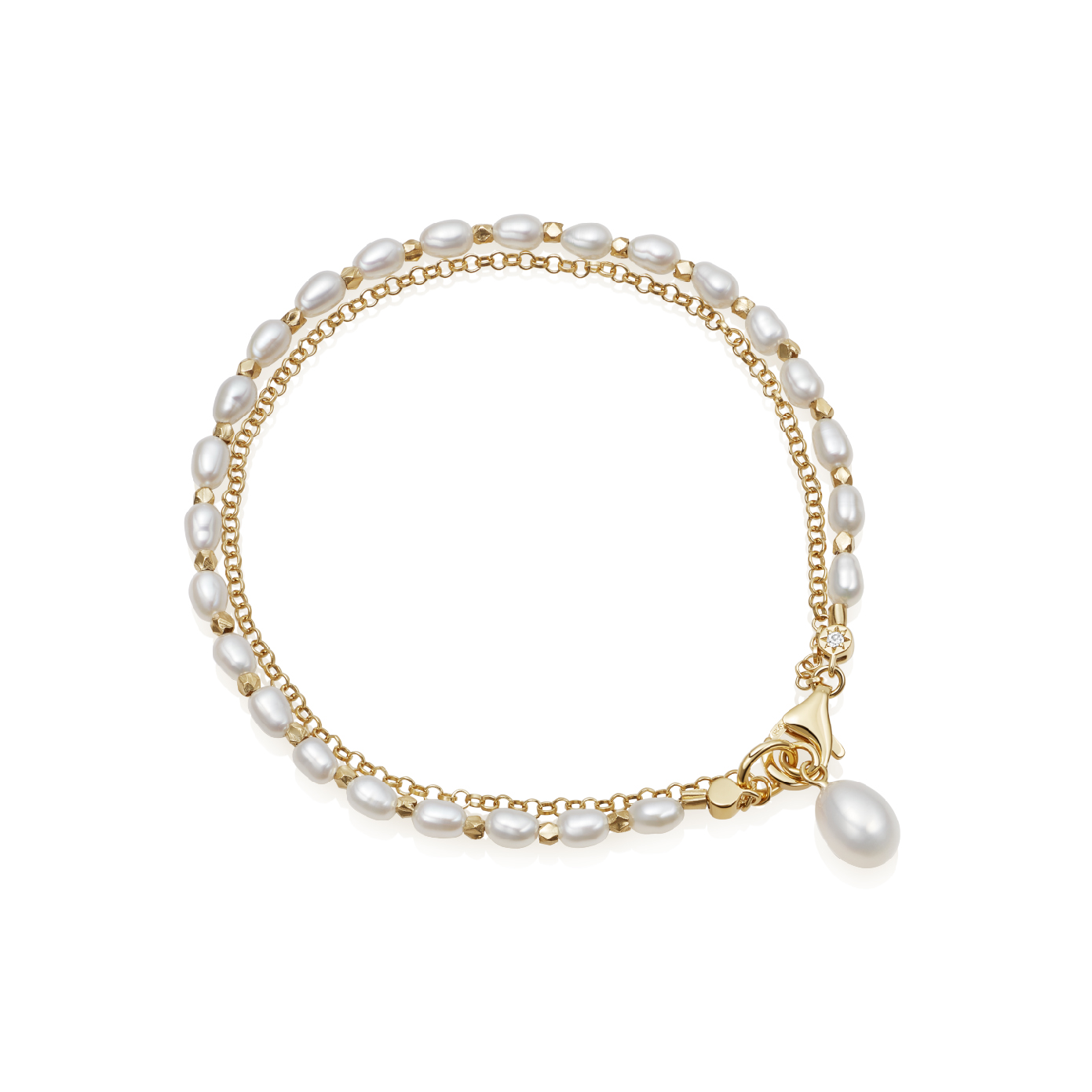 Astley Clarke , Gold Celestial Double Chain Pearl Bracelet