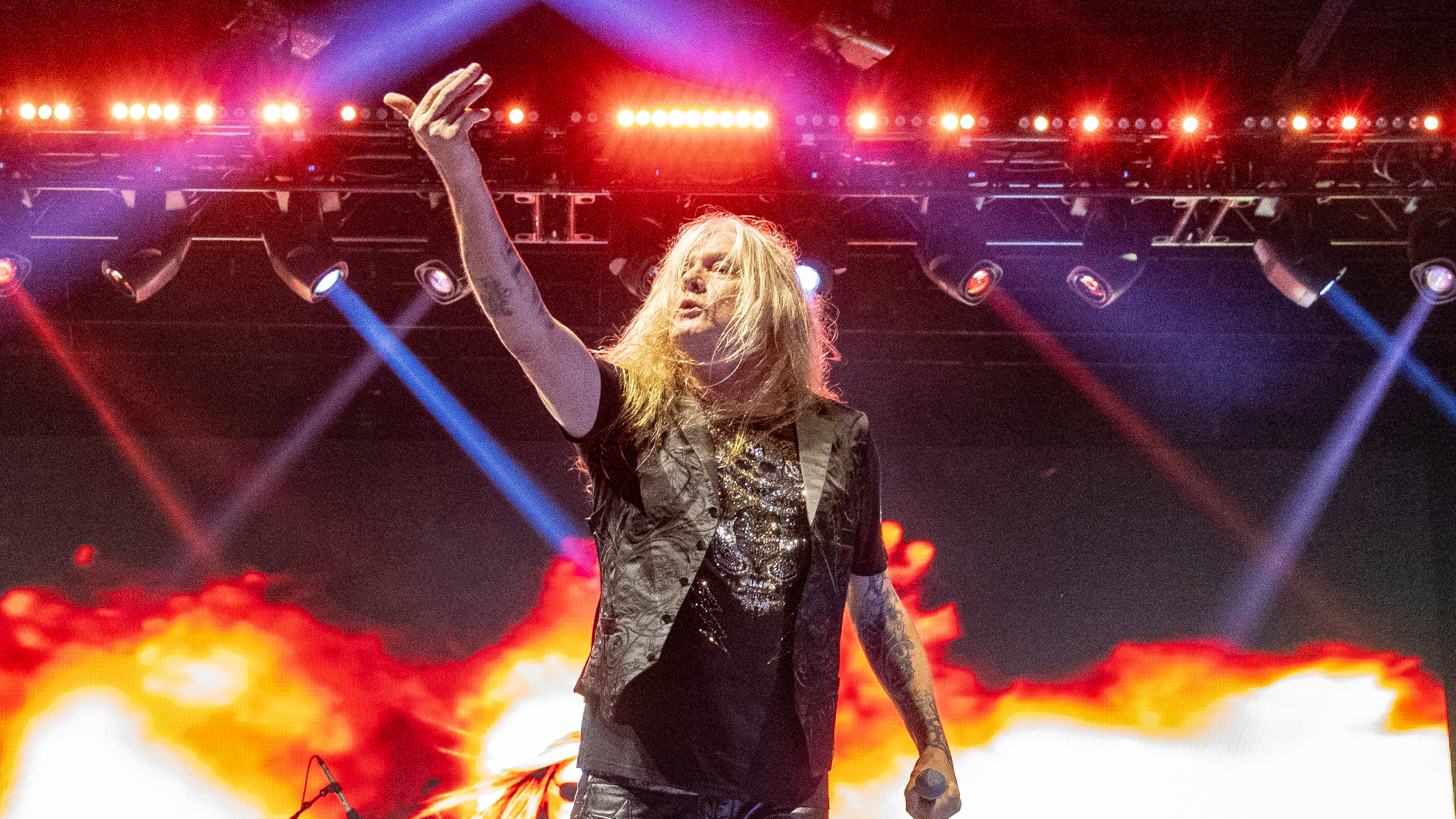 Sebastian Bach performs in concert during Rocklahoma at Rockin&#039; Red Dirt Ranch on August 28, 2025 in Pryor, Oklahoma