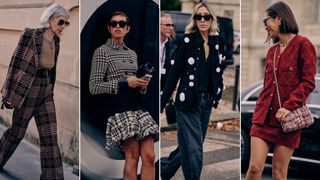 women wearing chanel-coded items in spring 2024 street style trends