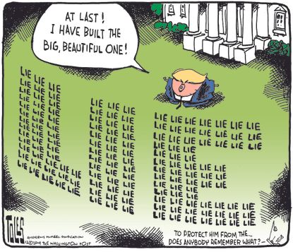 Political Cartoon U.S. Trump Lies Empire