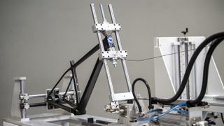 A carbon frame in a resistance test jig 