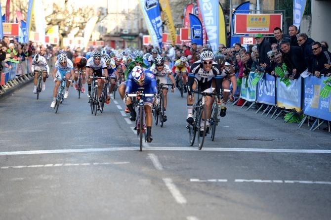 Nacer Bouhanni (FDJ) won stage 2 at Etoile de Bess&egrave;ges ahead of John Degenkolb (Giant-Shimano)