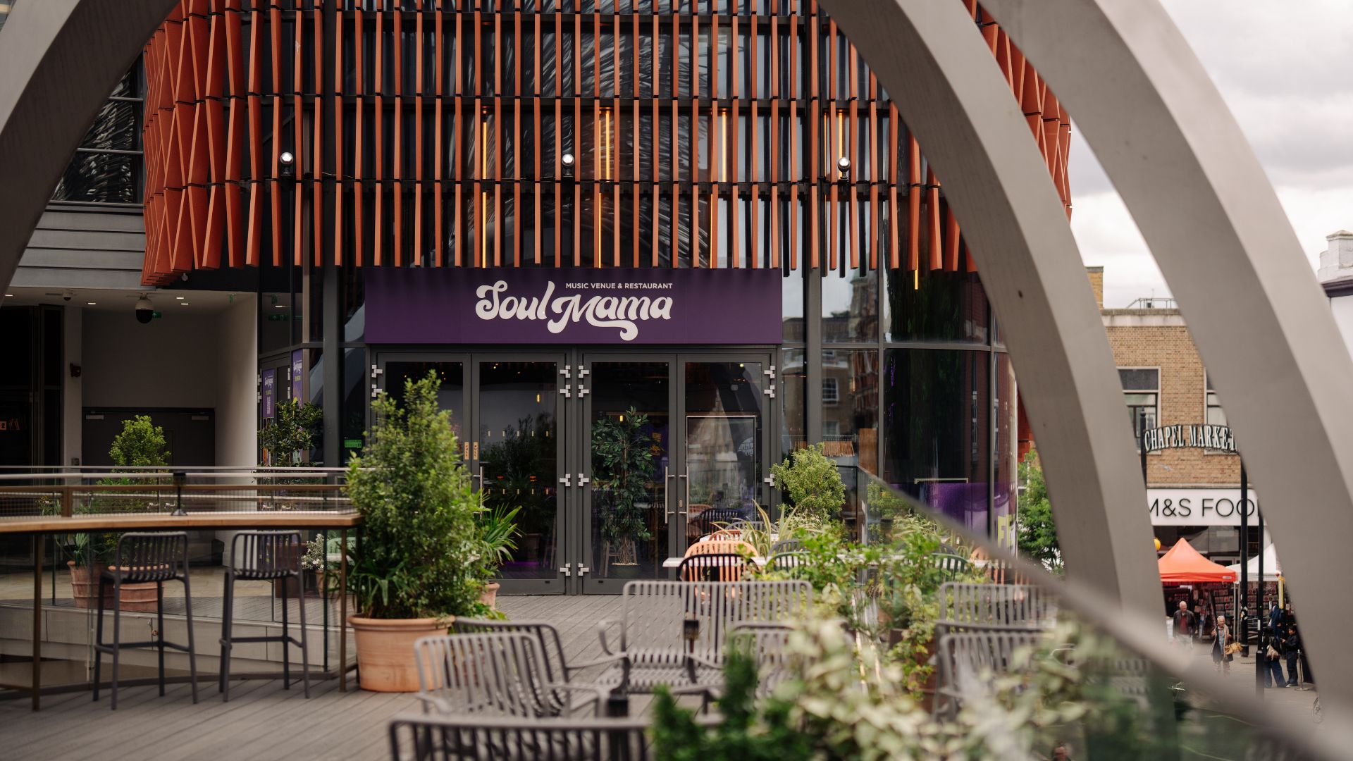 an image of the exterior of Soul Mama in Islington, located inside the Angel Centre