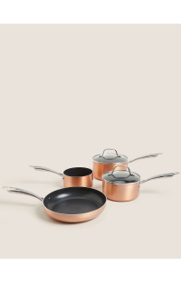 4 Piece Copper Aluminium Non-Stick Pan Set: £100 £60 (save £40) | Marks &amp; Spencer