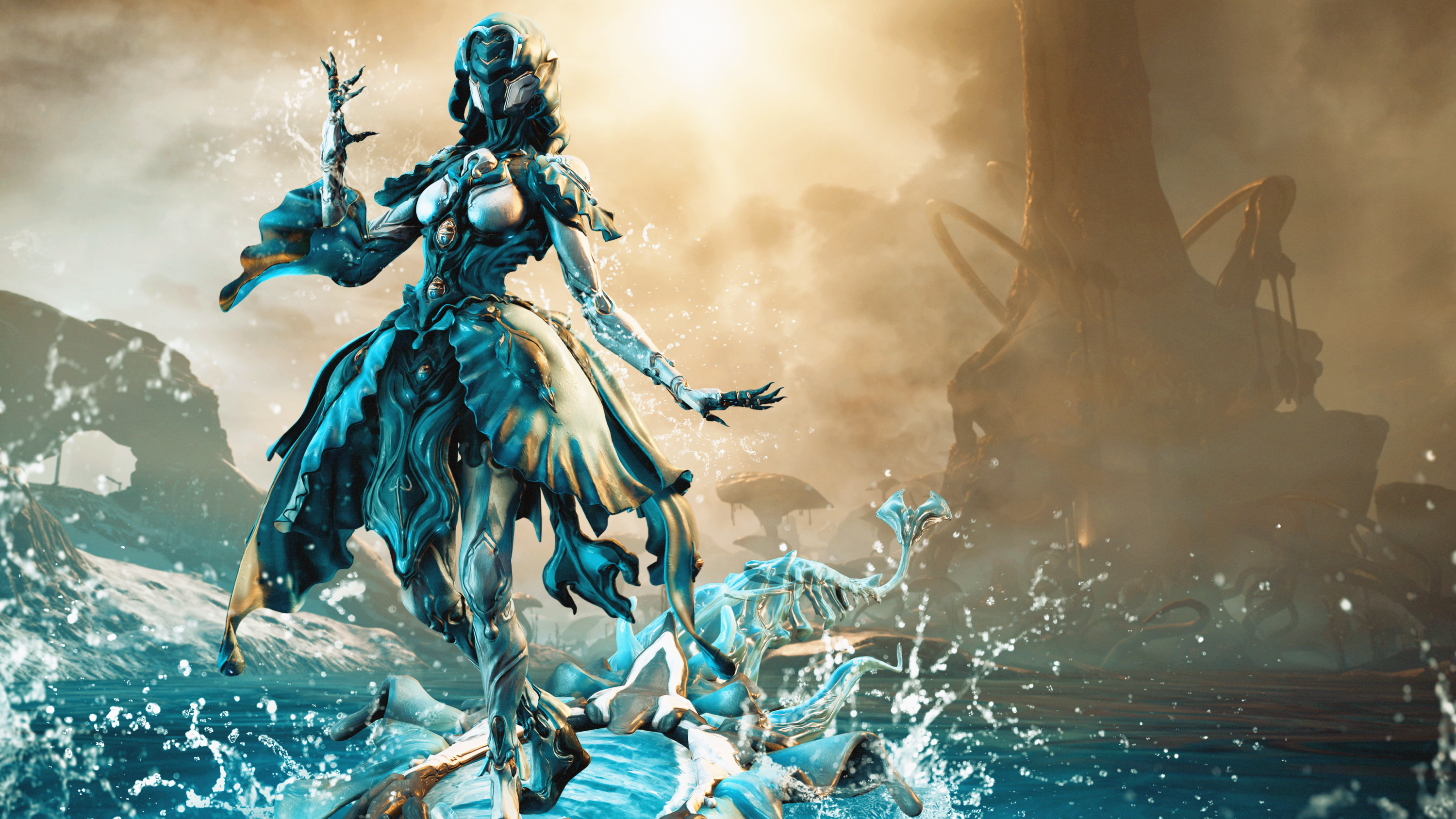 A watery Frame character from Warframe.