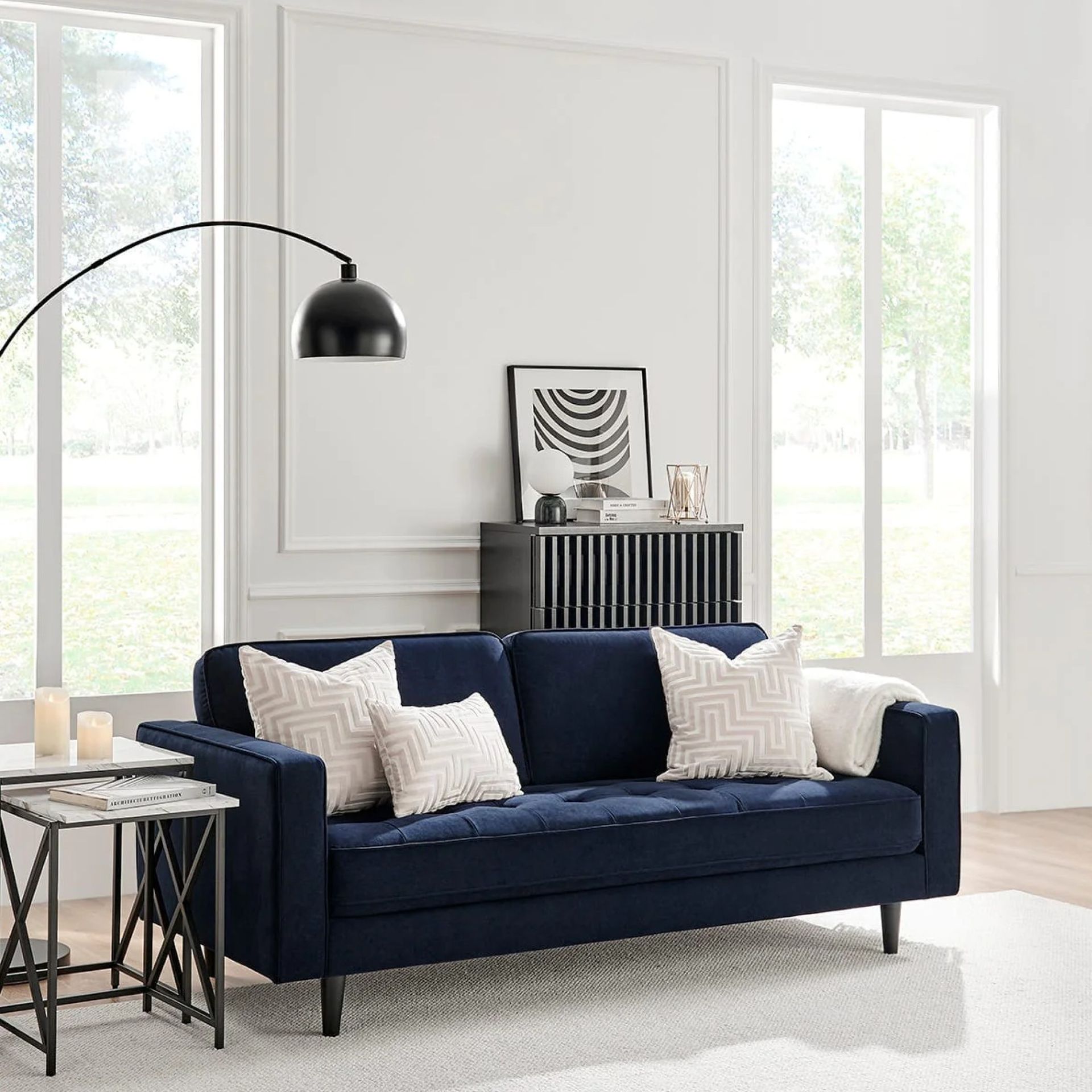 Dusk dark navy three-seater sofa