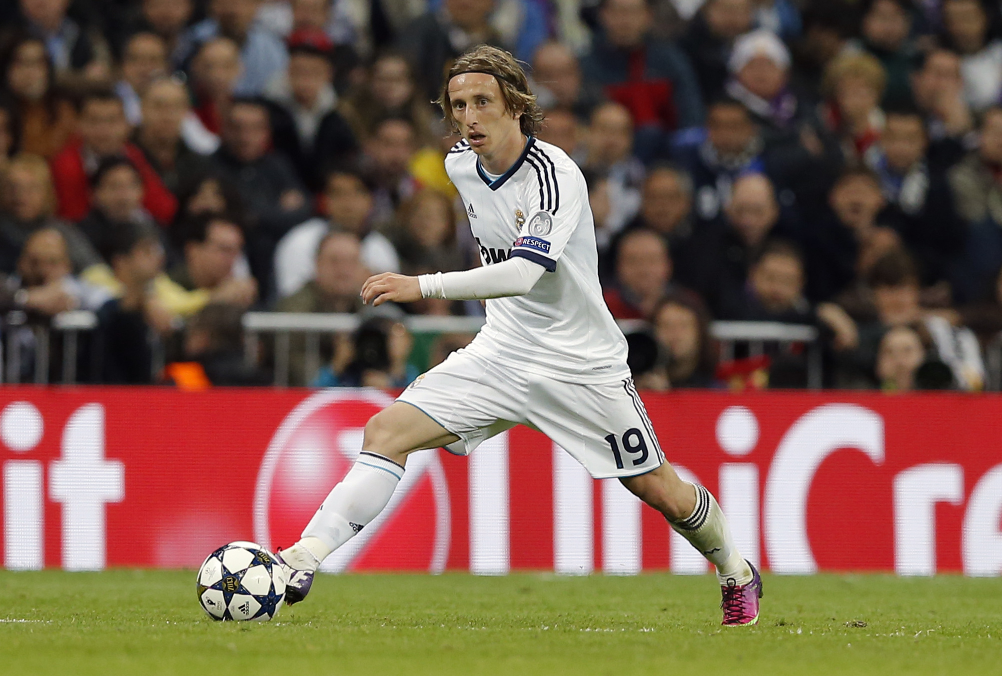 Luka Modric in action for Real Madrid against Borussia Dortmund in the Champions League semi-finals in April 2013.
