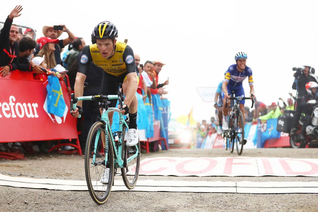 Steven Kruijswijk crosses the line
