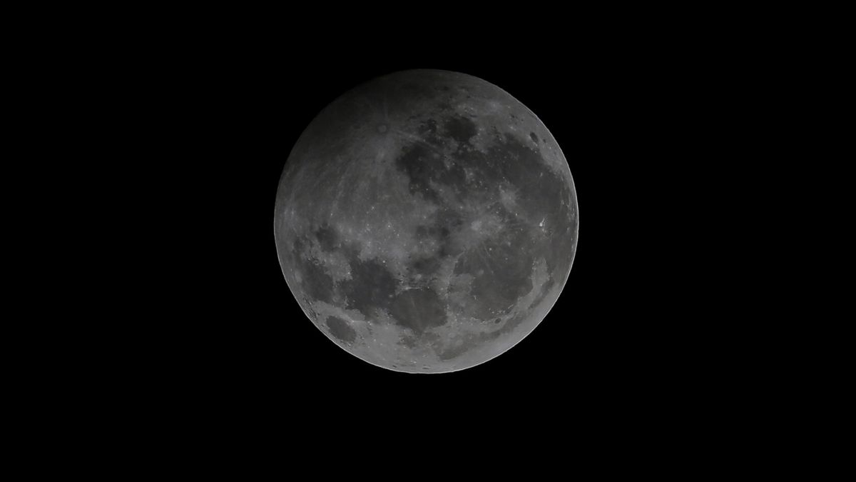 The full moon pictured during the penumbral lunar eclipse over Colombo, Sri Lanka, on Jan. 11, 2020.