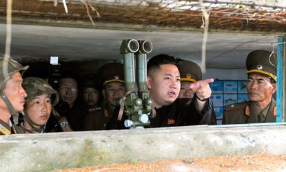 Kim Jong-Un visits a military unit on an island southwest of Pyongyang on in August 2012.