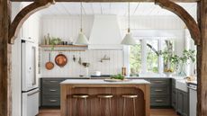 green kitchen by Joanna Gaines in Fixer Upper: Welcome Home