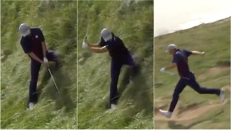 Spieth&#039;s spectacular flop shot at the Ryder Cup