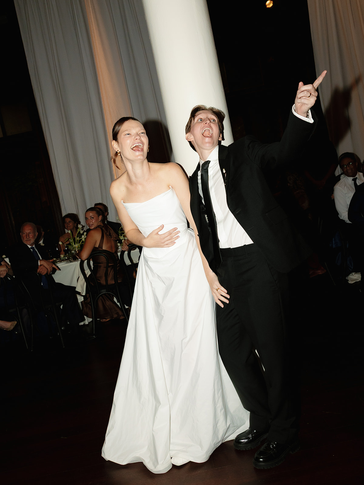 Kelly Mittendorf and AJ Hess queer wedding looks