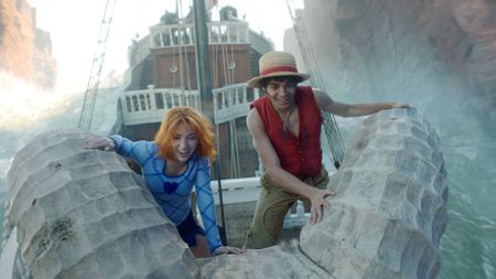 Emily Rudd as Nami and I&ntilde;aki Godoy as Monkey D. Luffy in Netflix's One Piece