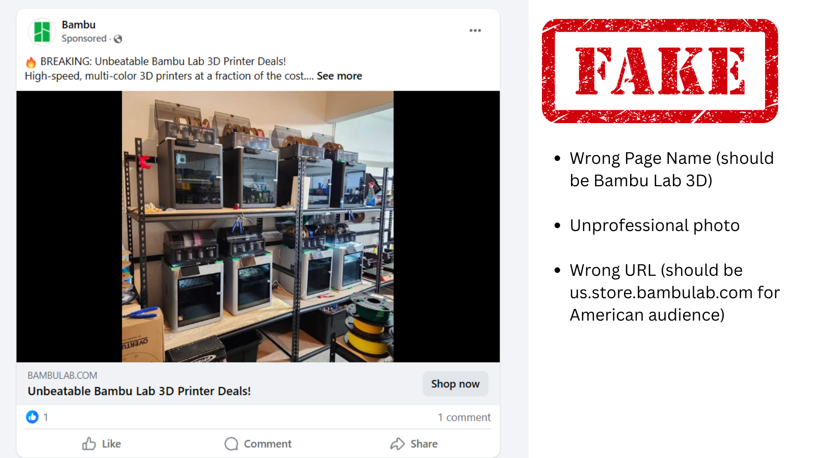 Bambu Lab Scam Alert