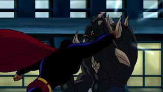 Superman punching Doomsday in Superman: Doomsday