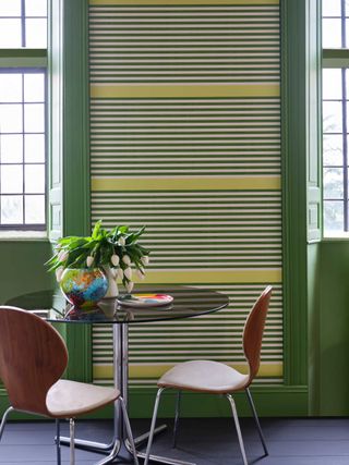 striped wallpaper with green trim