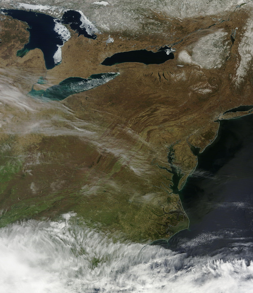 Spring Blooms on U.S. East Coast as Seen by Aqua Satellite