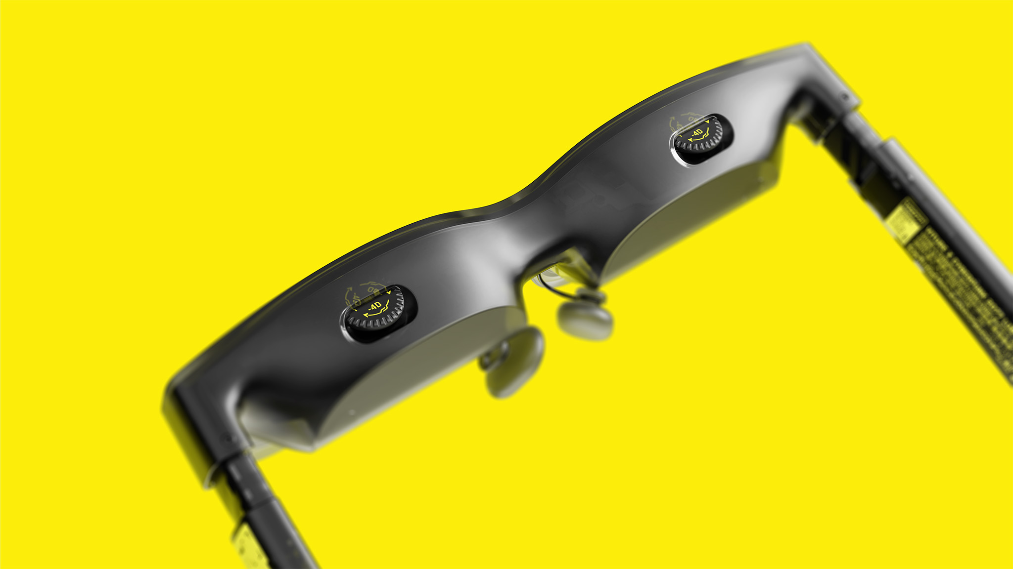 A close-up at the hardware of Viture x Cyberpunk 2077 smart glasses