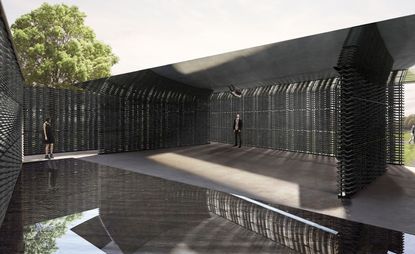 A render of the 2018 Serpentine Pavilion designed by Frida Escobedo