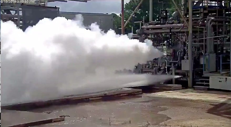 The first hotfire test of Blue Origin&#039;s BE-7 engine took place June 18 on a test stand at NASA&#039;s Marshall Space Flight Center. 