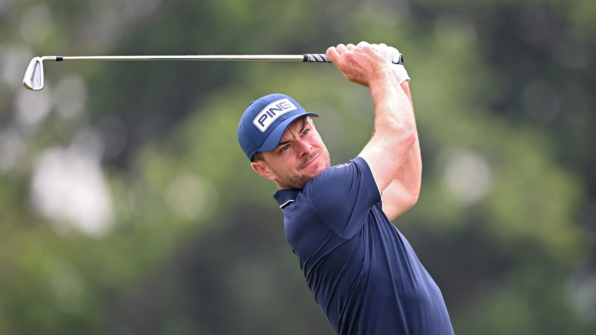 Laurie Canter hits an iron shot during the 2025 US Open at Oakmont