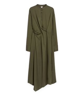 Midi Drape Dress - Khaki Green - Arket