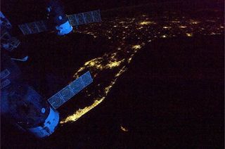 Canadian Space Agency astronaut Chris Hadfield sees an outline of Florida on May 12, 2013.