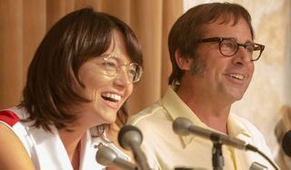 Battle of the Sexes Emma Stone Steve Carell press conference laugh