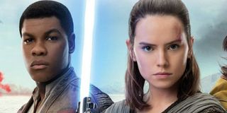 Finn and Rey in a Last Jedi promo image