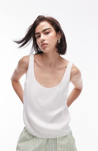 Scoop Neck Woven Tank