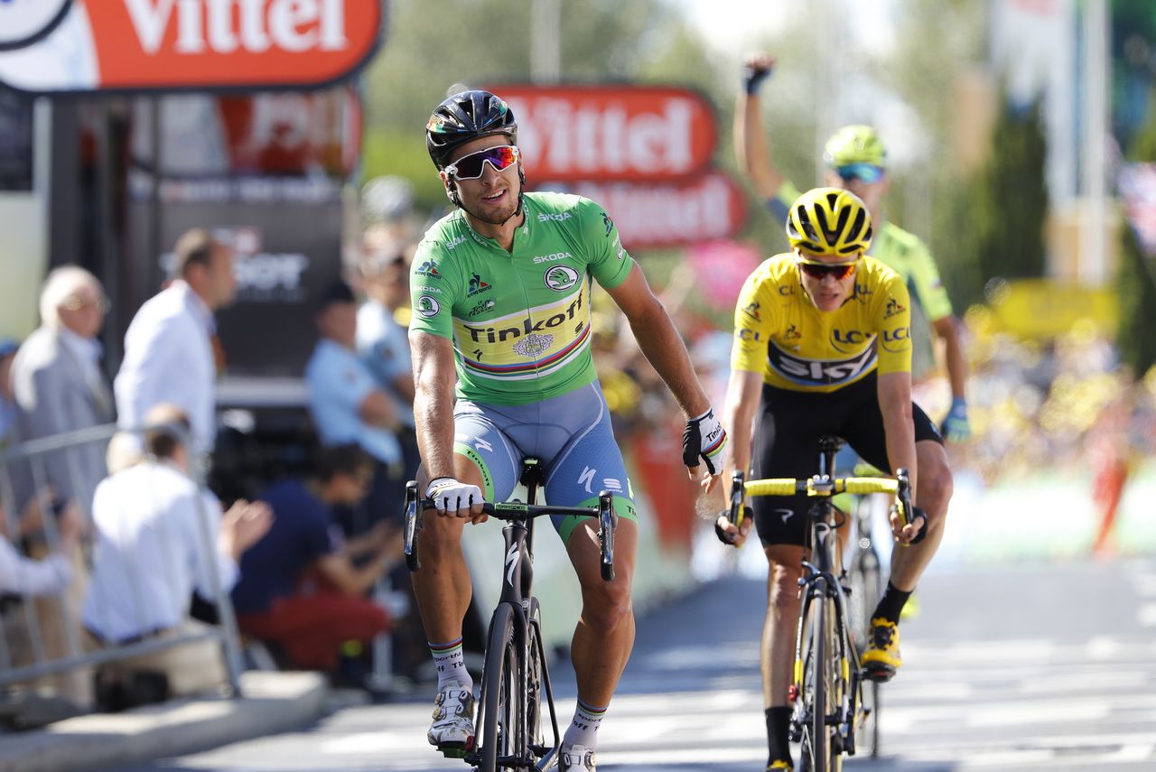 Peter Sagan (Tinkoff) celebrates another stage win
