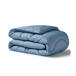 A blue Night Lark coverless duvet folded up