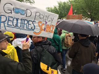 The marchers protested against policies enacted by the Trump administration that disregard science.