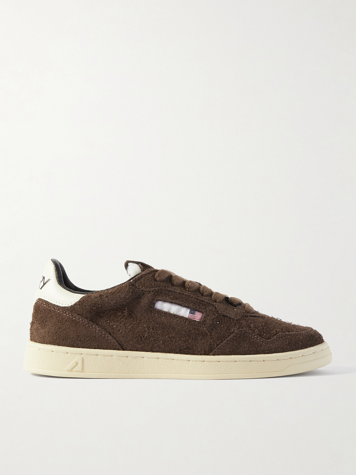 Flat Low Leather-Trimmed Suede Sneakers