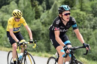 Geraint Thomas and Chris Froome on stage twenty of the 2015 Tour de France