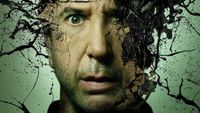 Goosebumps: The Vanishing key art featuring David Schwimmer's face exploding into goo