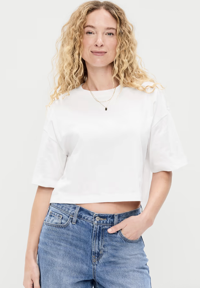 Old Navy, Vintage Crew-Neck Oversized Crop T-Shirt