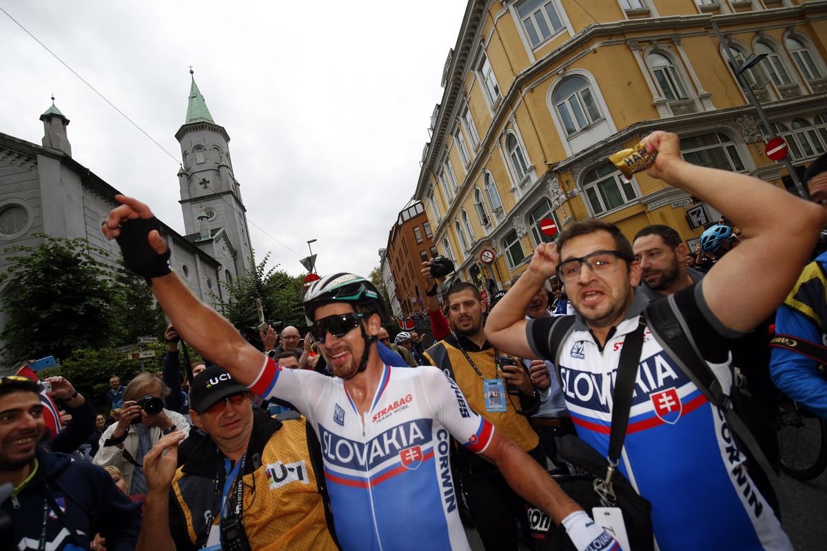 Peter Sagan (Slovakia) celebrates his third win