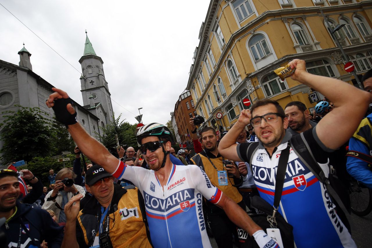 Peter Sagan (Slovakia) celebrates his third win