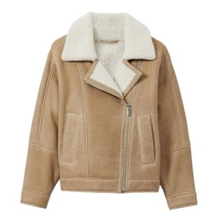 Reiss Shearling Lined Leather Aviator Jacket