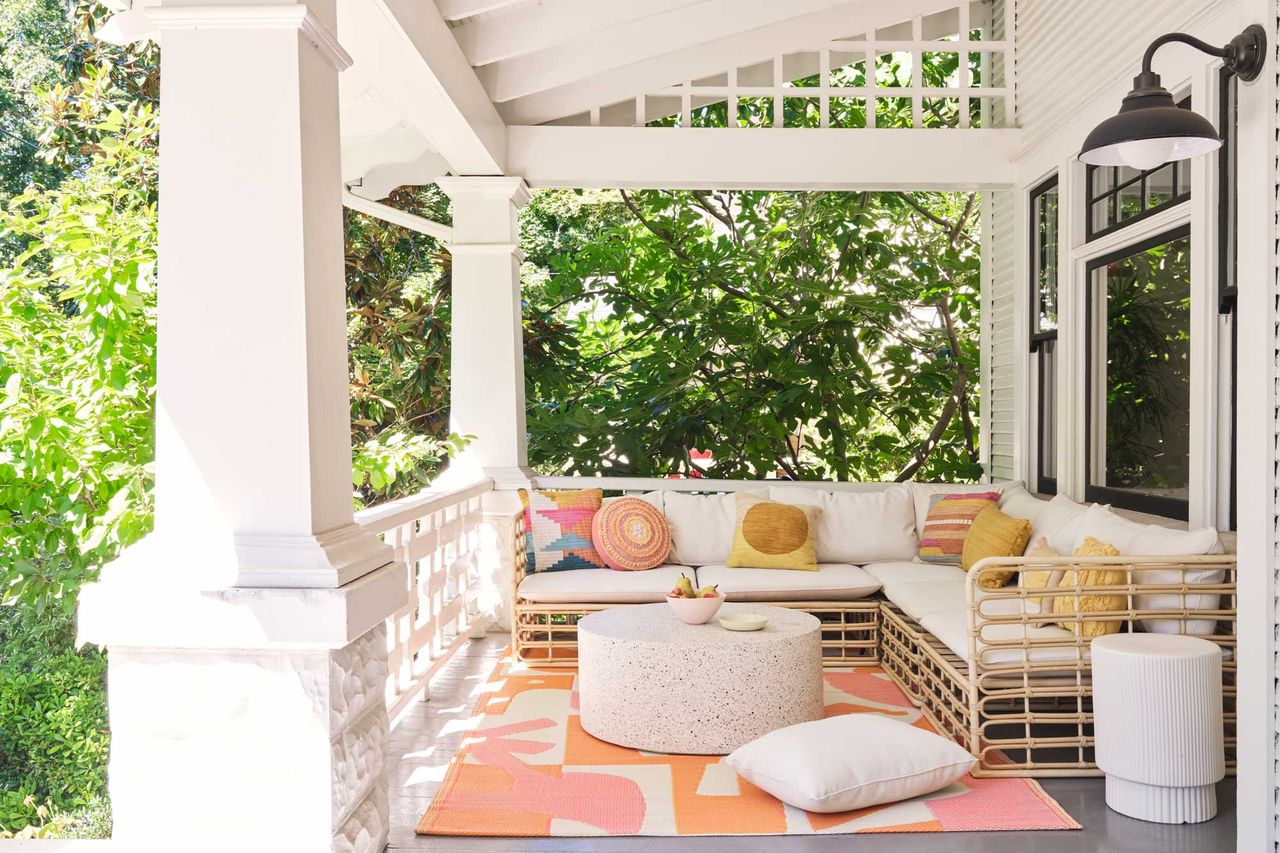 a colorful front porch